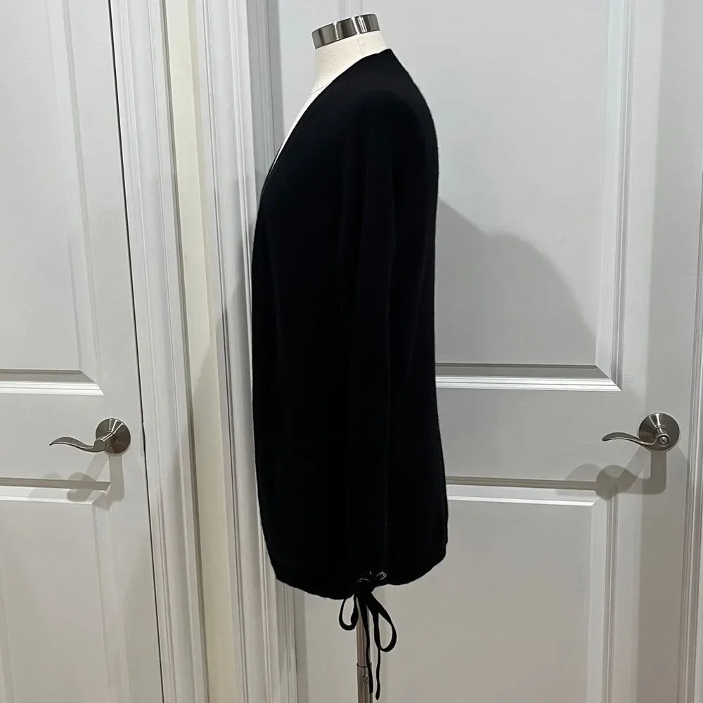 Aqua Cashmere Sweater Cardigan w/‎ Pockets Women's Size XS Black Side lace up - Picture 8 of 16